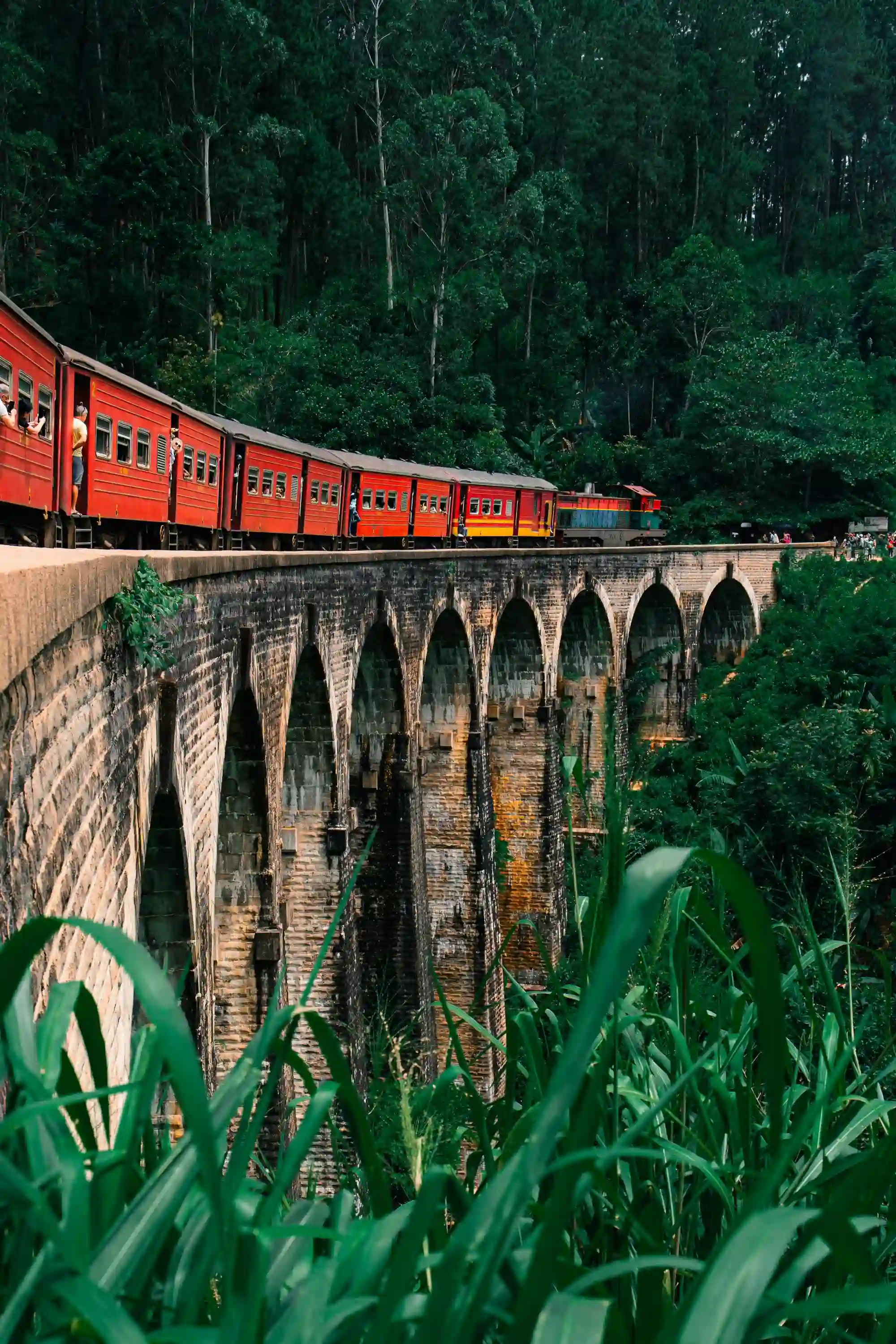 Vibrant Train Along the Nine Arch Bridge