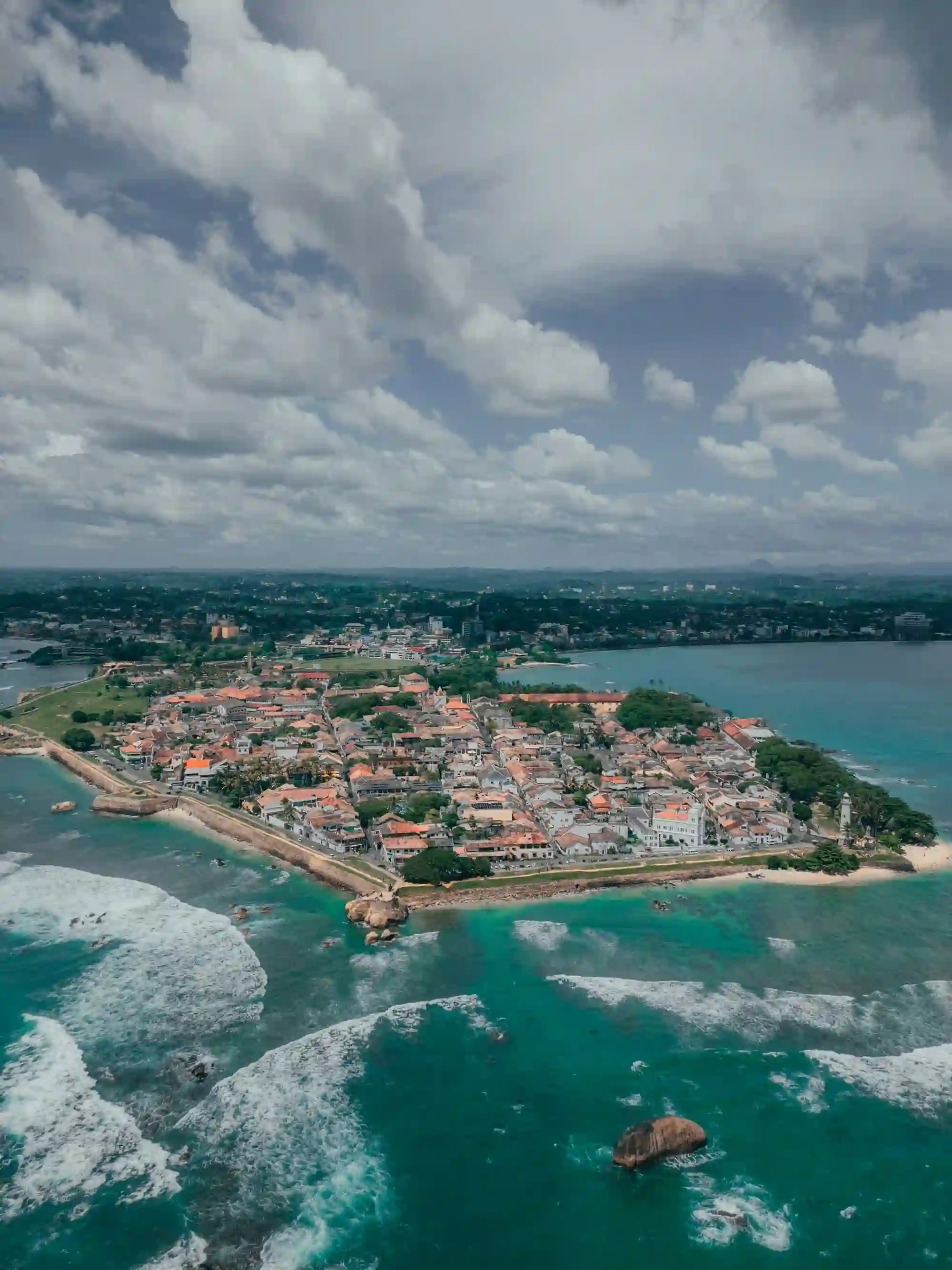 Aerial View of Galle Fort and Coastline